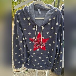 Alternative Brand Hoodie with Red Star and Cream Stars